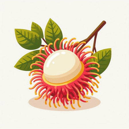 Rambutan fruit isolated on white background. Rambutan icon. Rambutan vector illustrationのイラスト素材