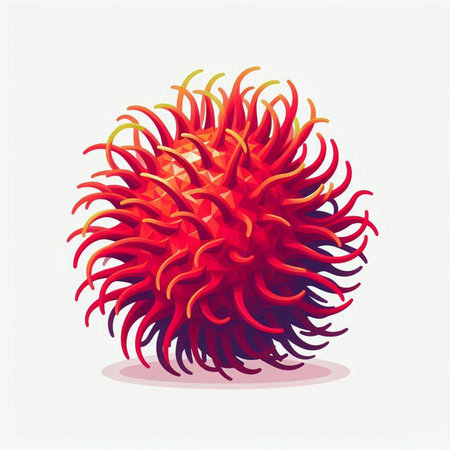 Illustration of a red rambutan on a white background.のイラスト素材