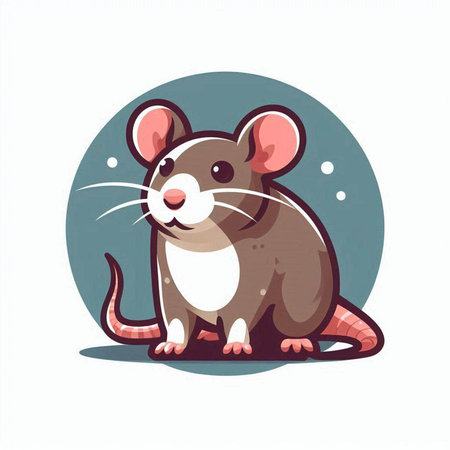 Cartoon mouse. Vector illustration of a cute rat on a white background.のイラスト素材
