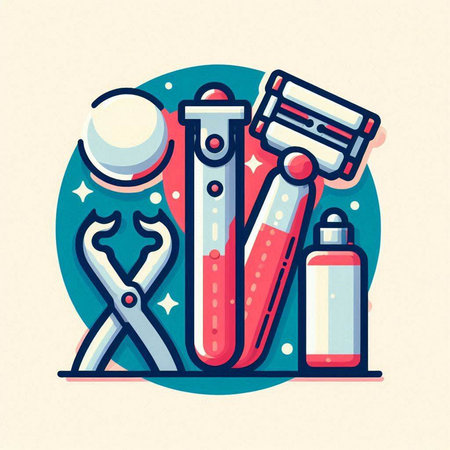Medical tools. Vector illustration in flat linear style. Medical equipment.のイラスト素材
