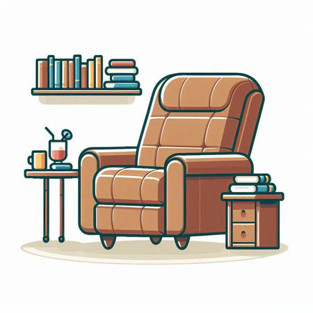 Comfortable armchair in the living room. Vector illustration in cartoon styleのイラスト素材