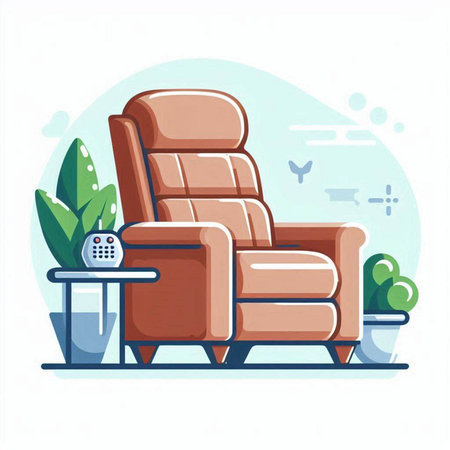 Armchair with remote control. Vector illustration in flat cartoon style.のイラスト素材