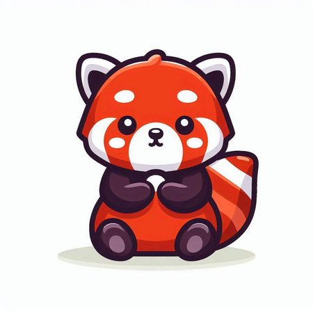 Cute red panda with bow tie. Vector cartoon illustration.のイラスト素材