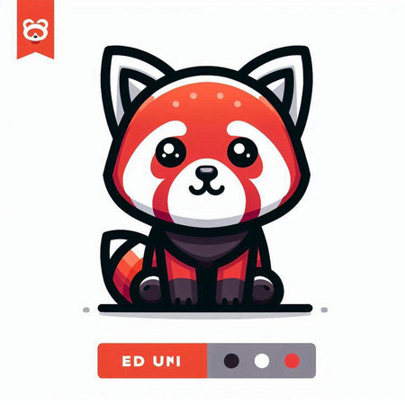 Cute red panda cartoon character vector illustration. Flat style design.のイラスト素材