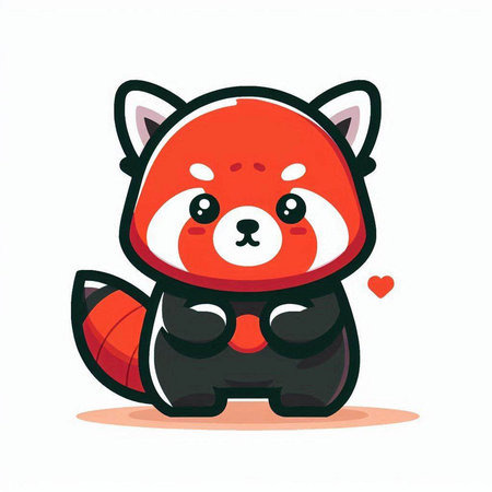 Cute red panda cartoon character vector illustration on white background.のイラスト素材