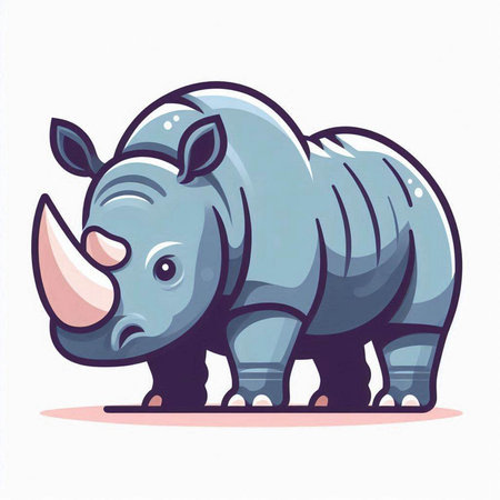 Cartoon rhinoceros on white background. Vector illustration.のイラスト素材