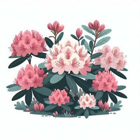 Bouquet of rhododendrons. Vector illustration.のイラスト素材