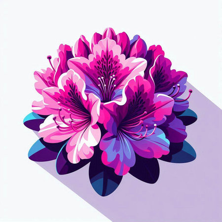 Bouquet of pink rhododendrons. Vector illustration.のイラスト素材