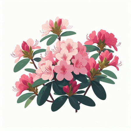 Bouquet of rhododendrons. Vector illustration.のイラスト素材
