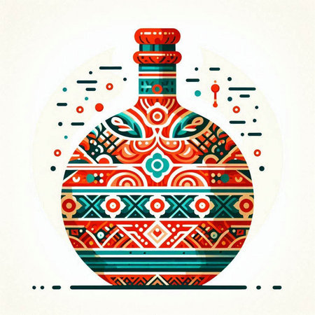 Colorful ethnic bottle on white background. Vector illustration for your designのイラスト素材