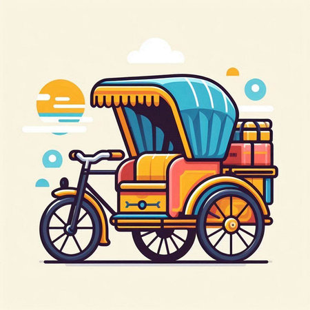 Tuk Tuk, vector illustration in flat design style. Vector illustration.のイラスト素材