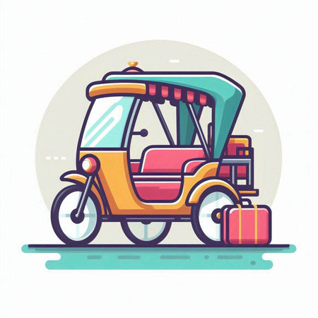 Tuk tuk, vector illustration. Tuk tuk icon.のイラスト素材