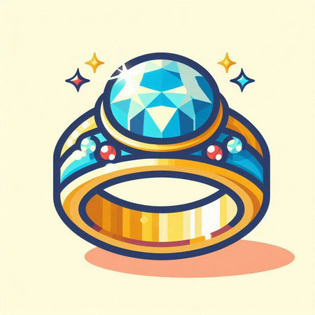 Jewelry ring with diamond. Vector illustration in retro style.のイラスト素材