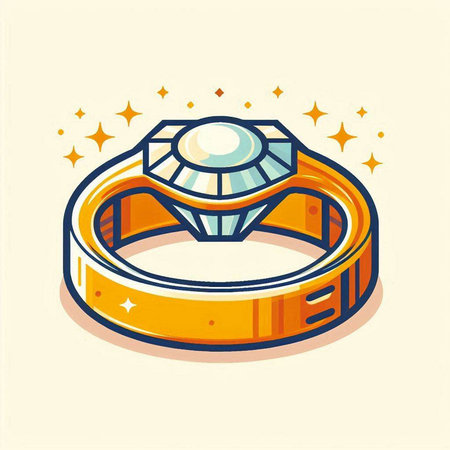 Diamond ring vector icon. Jewelry design element. Vector illustration.のイラスト素材