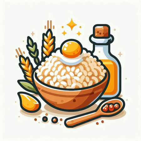 Risotto icon in flat style. Vector illustration on white background.のイラスト素材
