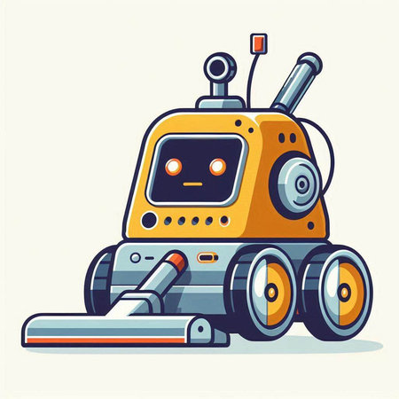 Cartoon robot. Vector illustration of a cute robot. Cartoon robot.のイラスト素材