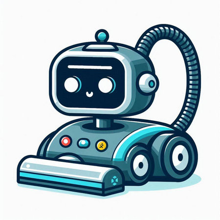 Cute cartoon robot. Vector illustration. Isolated on white background.のイラスト素材