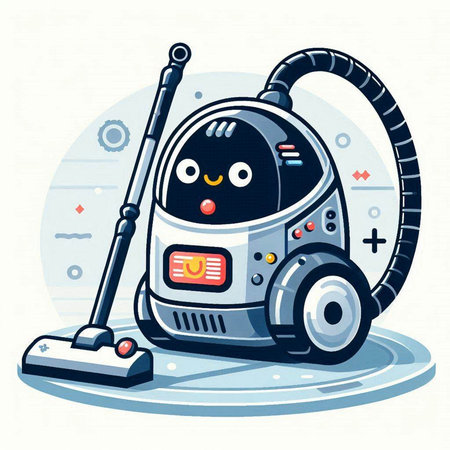 Cartoon robot vacuum cleaner. Vector illustration of a robot vacuum cleaner.のイラスト素材