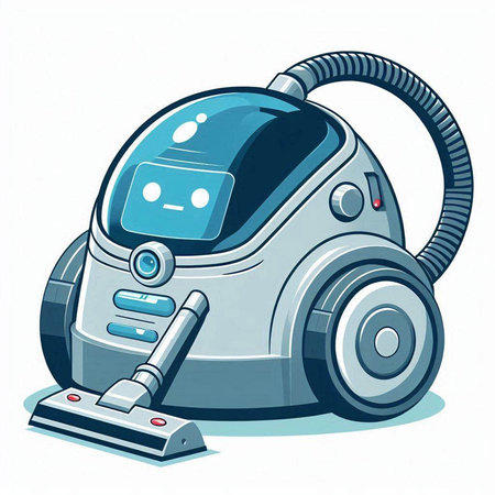 Vacuum cleaner on a white background. Cartoon vector illustration.のイラスト素材