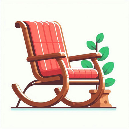 Wooden rocking chair isolated on a white background. Vector illustration.のイラスト素材