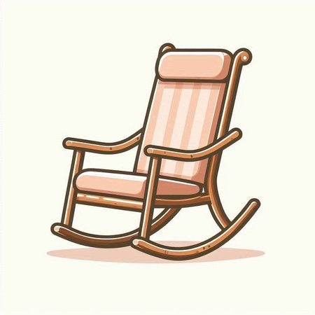 Wooden rocking chair isolated on white background. Vector cartoon illustration.のイラスト素材