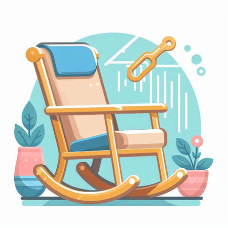 Illustration of rocking chair in flat cartoon style. Vector illustration.のイラスト素材