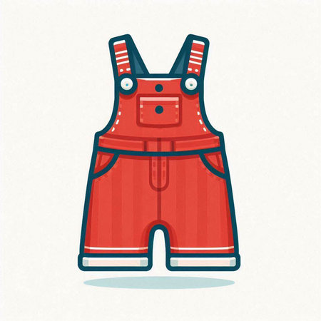 Vector illustration of a red overalls on a white background. Cartoon style.のイラスト素材