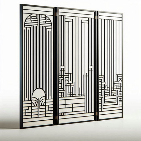 3d illustration of a folding screen isolated on a white background.のイラスト素材