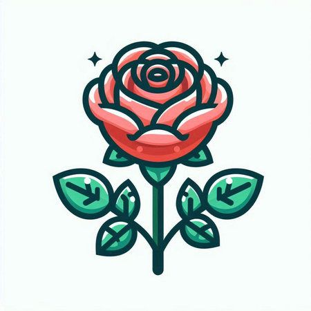 Rose flower icon. Vector illustration in flat style. Isolated on white background.のイラスト素材