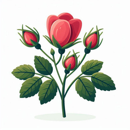 Bouquet of red roses isolated on white background. Vector illustration.のイラスト素材