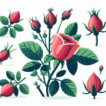 Rosehip. Vector illustration. Can be used for wallpaper, pattern fills, web page background,surface textures.のイラスト素材
