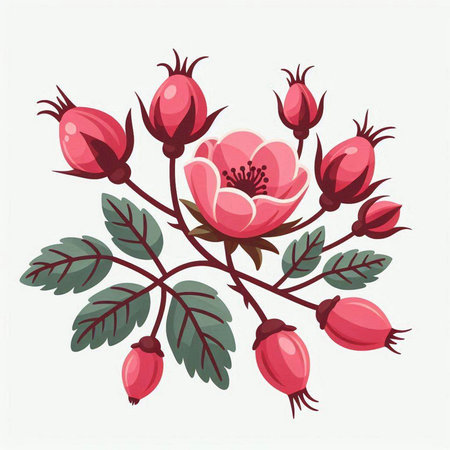 Bouquet of rosebuds with leaves. Vector illustration.のイラスト素材
