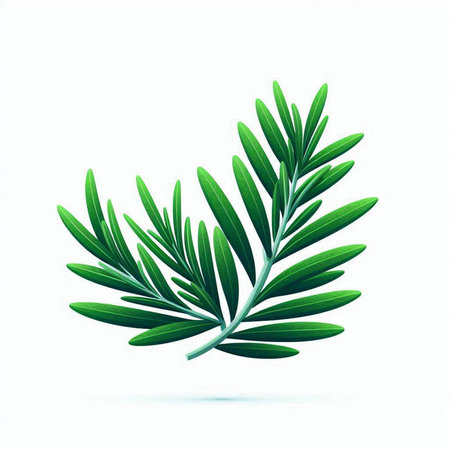 Fresh green rosemary branch isolated on white background. Vector illustration.のイラスト素材