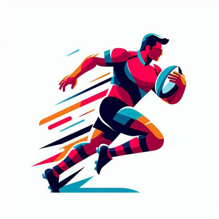 Rugby player with ball. Vector illustration of a rugby player.のイラスト素材