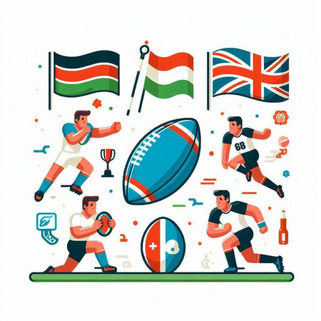 Rugby icons set. Cartoon illustration of rugby vector icons for web designのイラスト素材