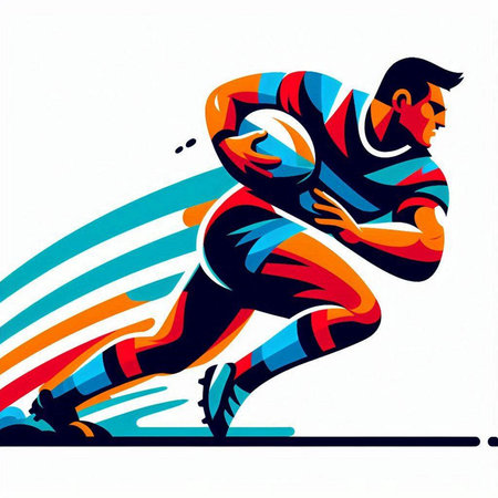 Rugby player running with ball, vector illustration eps 10のイラスト素材
