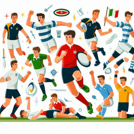 Soccer or football game background with players and players. Vector illustrationのイラスト素材