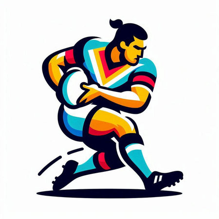 Rugby player action, designed using colorful pixels graphic vector.のイラスト素材