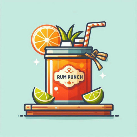 Orange smoothie in a glass jar with a straw. Vector illustration.のイラスト素材