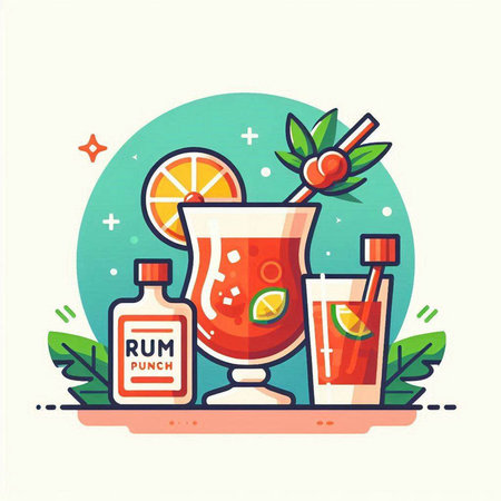 Cocktail menu design. Vector illustration in flat cartoon style.のイラスト素材