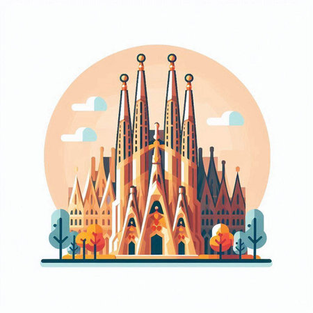 Sagrada Familia. Barcelona, Catalonia, Spain.のイラスト素材