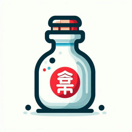 Bottle of chinese medicine. Vector illustration in flat style.のイラスト素材