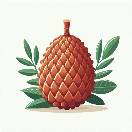 Pineapple fruit with leaves. Vector illustration isolated on white background.のイラスト素材