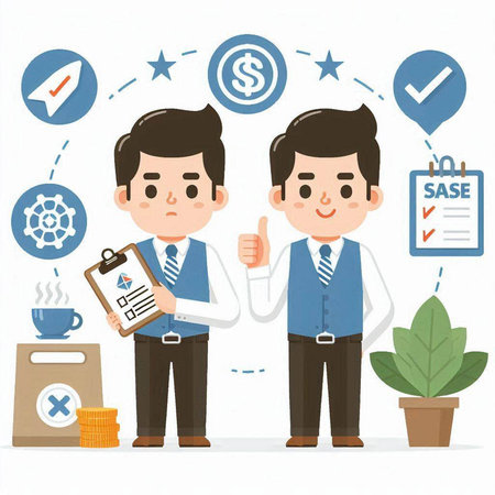 Business man showing thumbs up, Successful business concept, Vector illustrationのイラスト素材