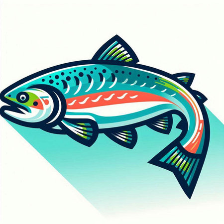 Rainbow trout fish isolated on a white background. Vector illustration.のイラスト素材