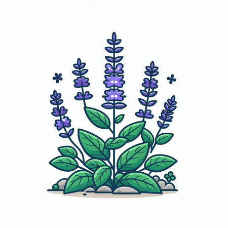 Lavender flower isolated on white background. Hand drawn vector illustration.のイラスト素材