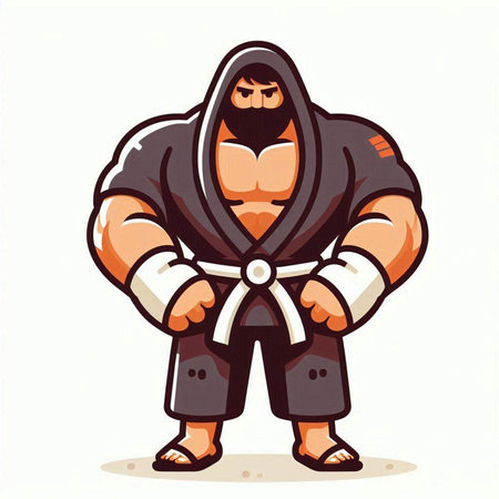 Kung fu master vector illustration. Cartoon kung fu master.のイラスト素材