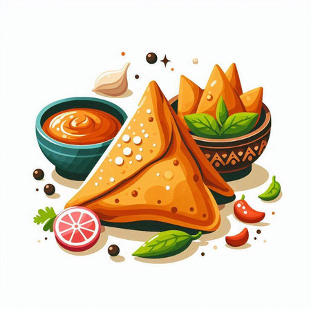 Mexican food vector illustration. Traditional mexican food - guacamole.のイラスト素材