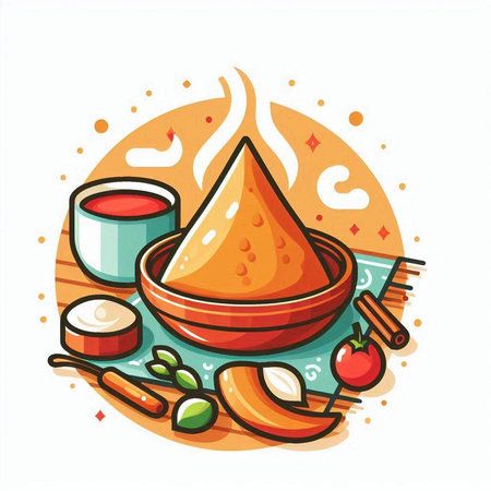 Illustration of traditional indian food on white background - vector.のイラスト素材