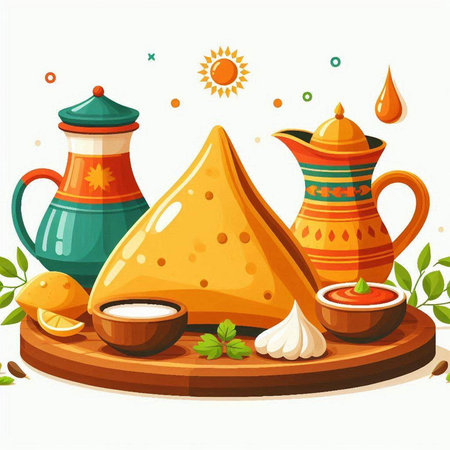 Illustration of traditional indian food on a white background - vectorのイラスト素材
